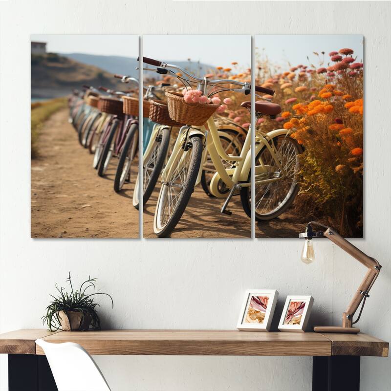 Designart "Bicycle Harmonious Cycling Paths" Transportation Canvas Wall